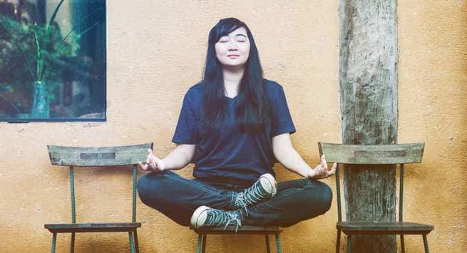Yoga pose you can do on a chair to de-stress
