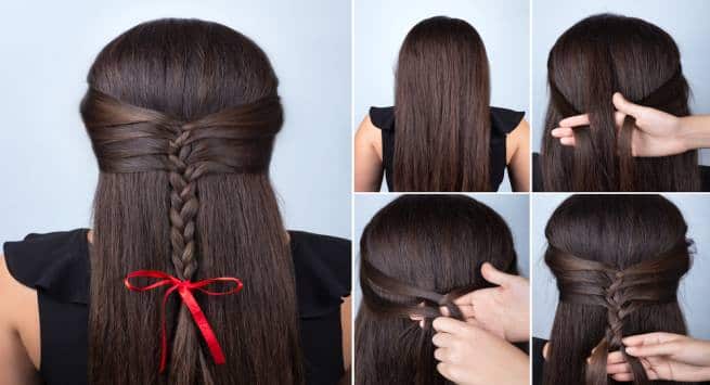 half-braid hairdo hindi