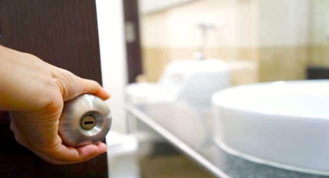 Door knob in public toilets