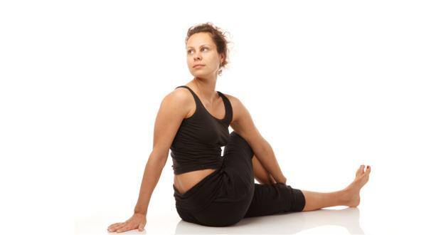 Woman Doing Yoga Asana Ardha Matsyendrasana - Half Spinal Twist Pose Posture  Isolated On White Background Stock Photo, Picture and Royalty Free Image.  Image 62152818.