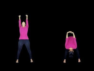 Standing chakrasana step 1 step 2