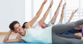 Try Vishnu asana or lying-down on sides to tone lower body