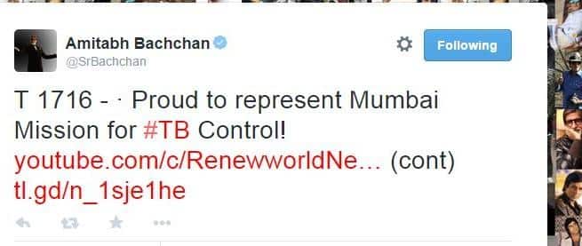 Amitabh bachchan tweet on TB