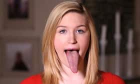 18-year-old girl Adrianne Lewis claims to have the world's longest tongue 18-year-old girl Adrianne Lewis claims to have the world's longest tongue