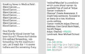 Blood cancer CURE is available at Adyar Cancer Institute, Chennai! Did you get this WhatsApp message??