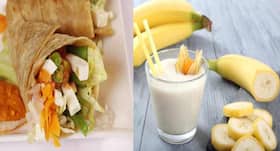 Healthy recipes-- Banana oats smoothie and Paneer roll