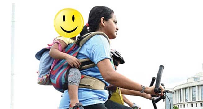 baby carrier while riding bike