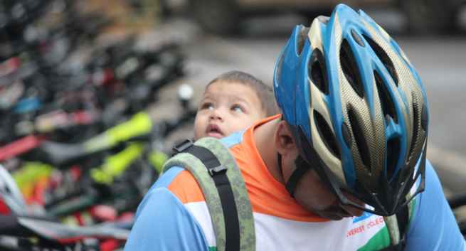 Riding a bike with baby clearance carrier