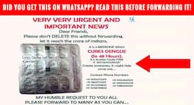 Medicine that cures dengue in 48 hours: Did you get this forward on WhatsApp? Read this before forwarding