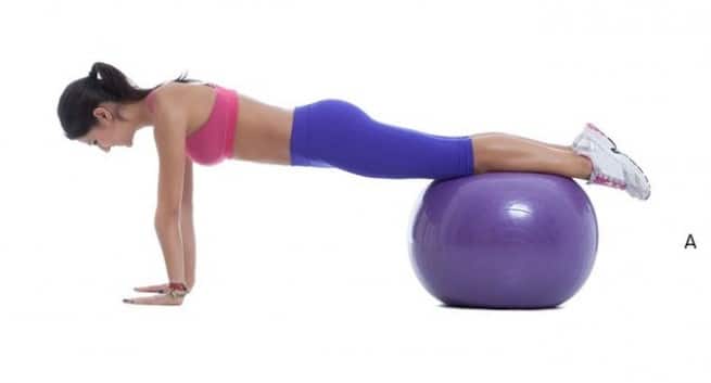 Stability ball knee tuck-- Easy move that guarantees flat abs ...