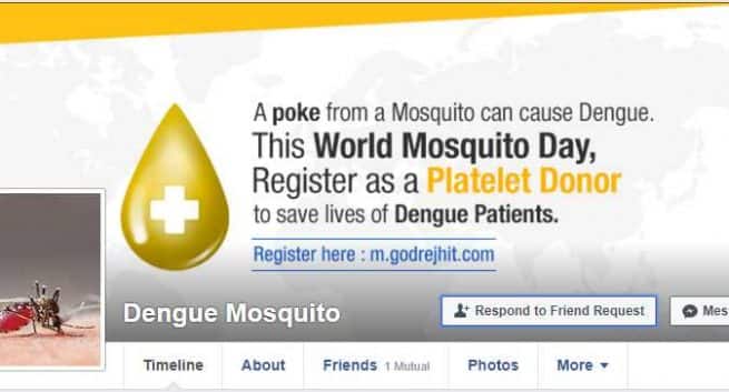 Dengue mosquito poke on facebook