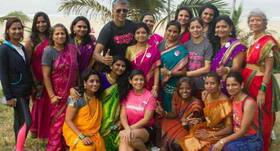 Pinkathon 2017-- Mumbai-Pune endurance run in Navari saris with Milind Soman to spread breast cancer awareness