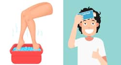 Can soaking feet in hot water and keeping a ice pack on the head relieve migraine?