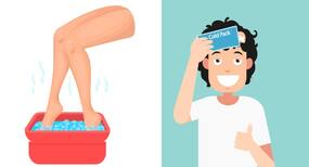 Can soaking feet in hot water and keeping a ice pack on the head relieve migraine?