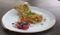 Healthy weight loss recipe: quinoa upma with vegetables and crumbed feta