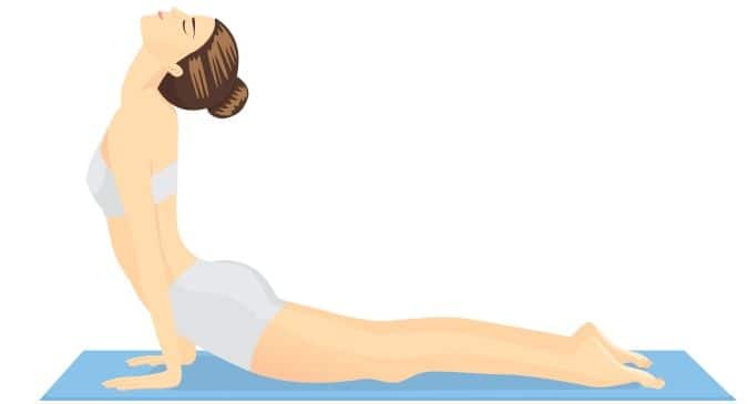 Two variations of Bhujangasana with props.