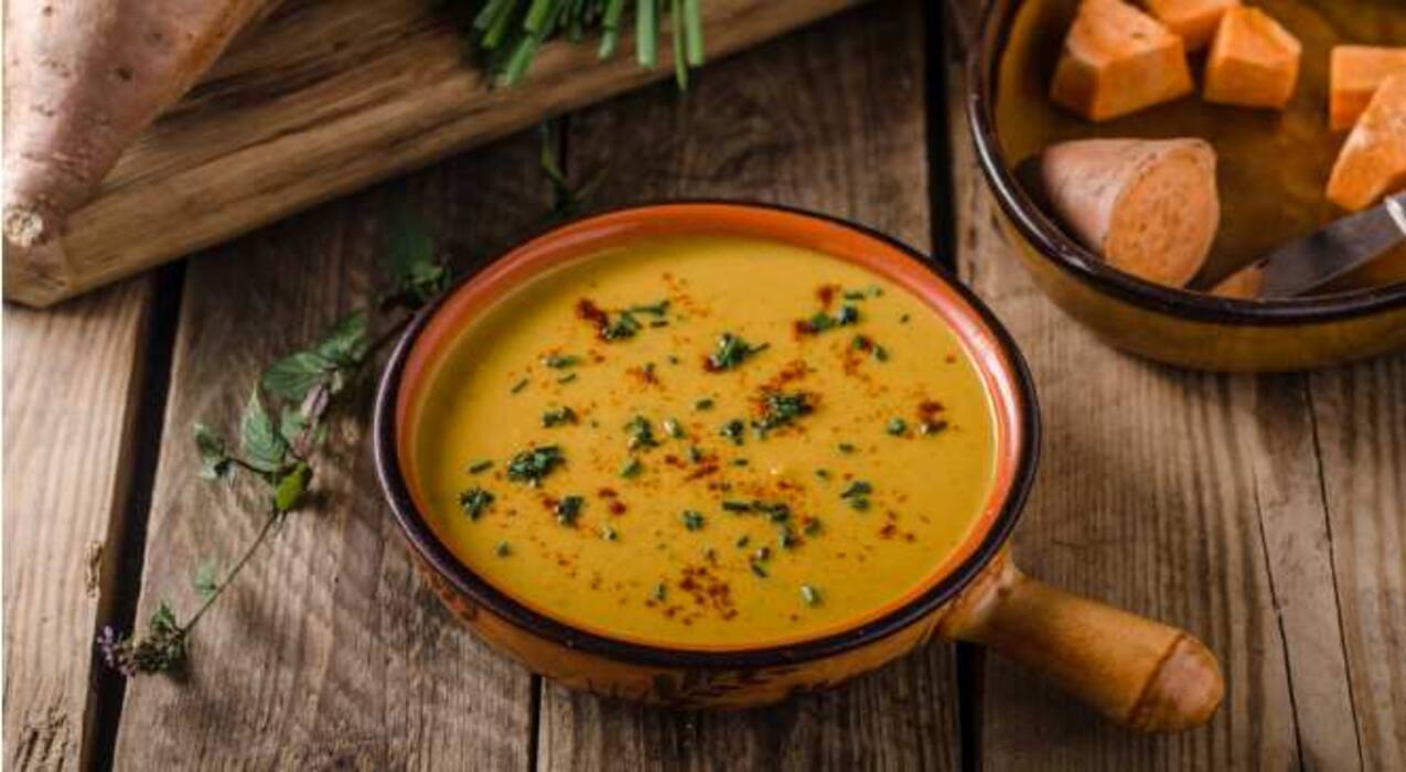 Try this yummy sweet potato, carrot and ginger soup recipe today
