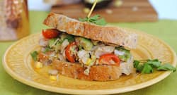A protein packed snack option: Chipotle Tuna and Avocado Salad Sandwich