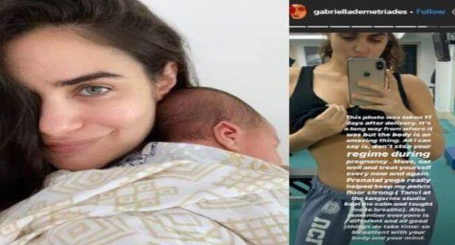 gabriella arjun baby boy, post delivery weight loss, weight loss with yoga, gabriella demetriades weight loss.
