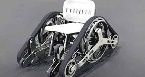 All-terrain wheelchair with tracks instead of wheels to give disabled increased mobility All-terrain wheelchair with tracks instead of wheels to give disabled increased mobility