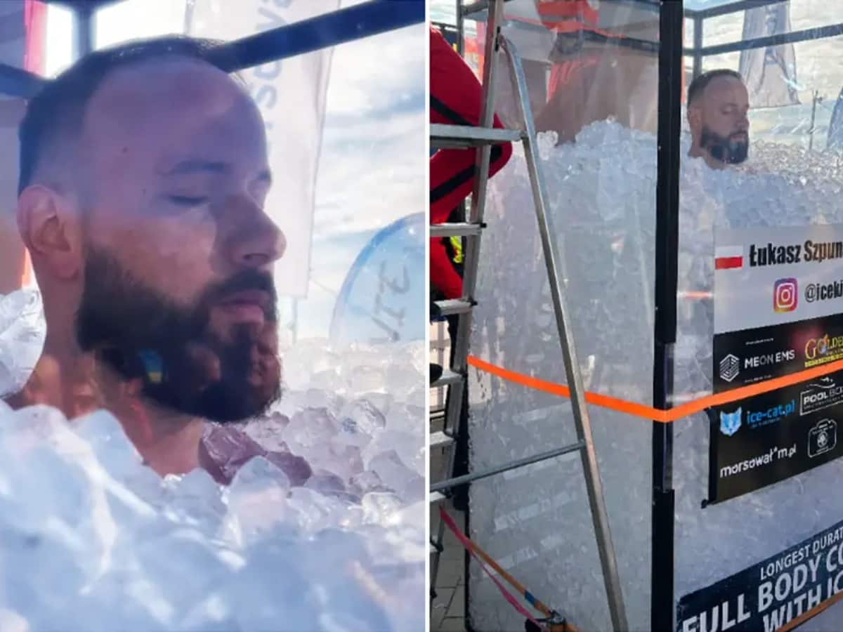 Endurance Training: Man From Poland Makes History By Standing In A Box Of Ice For Over Four Hours
