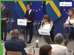 Sweden Health Minister Elisabet Lann Collapses On Camera During Press Conference - Video Goes Viral
