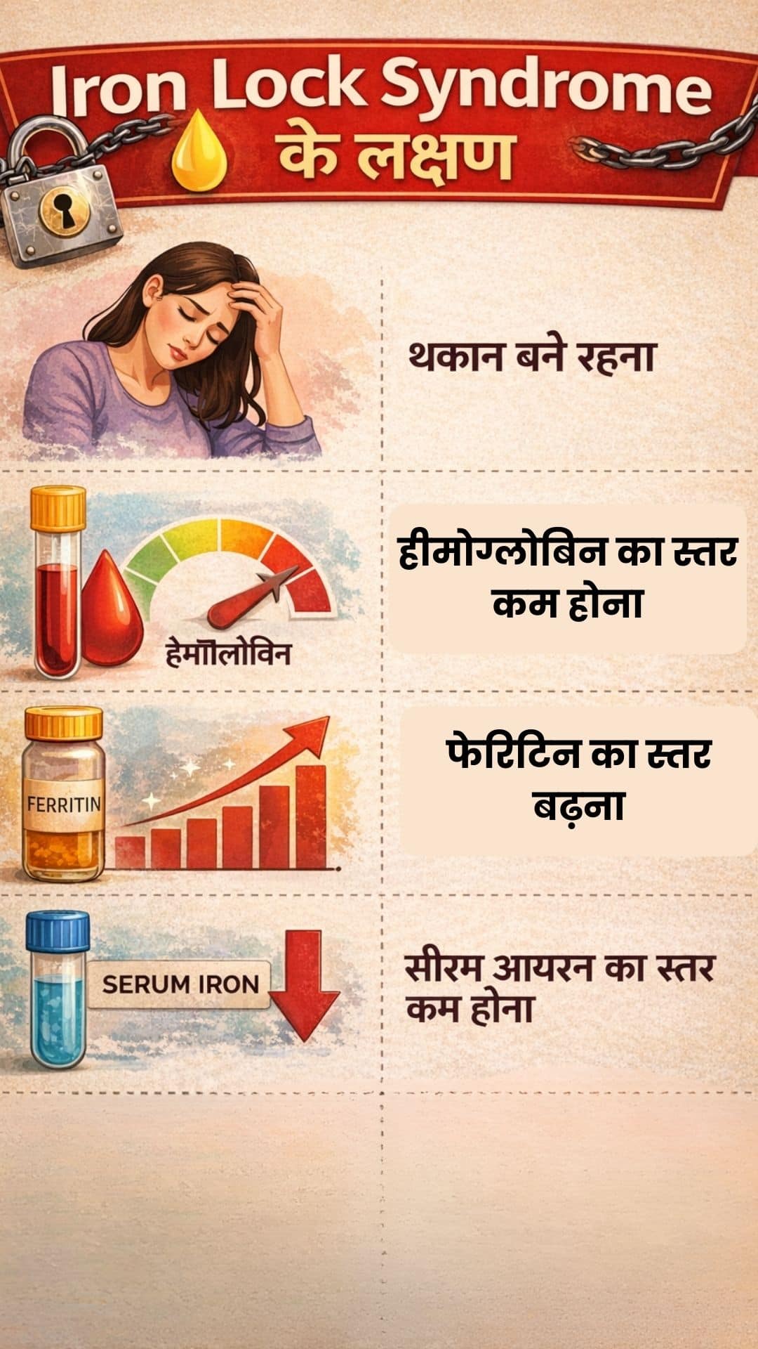 iron lock syndrome ke lakshan