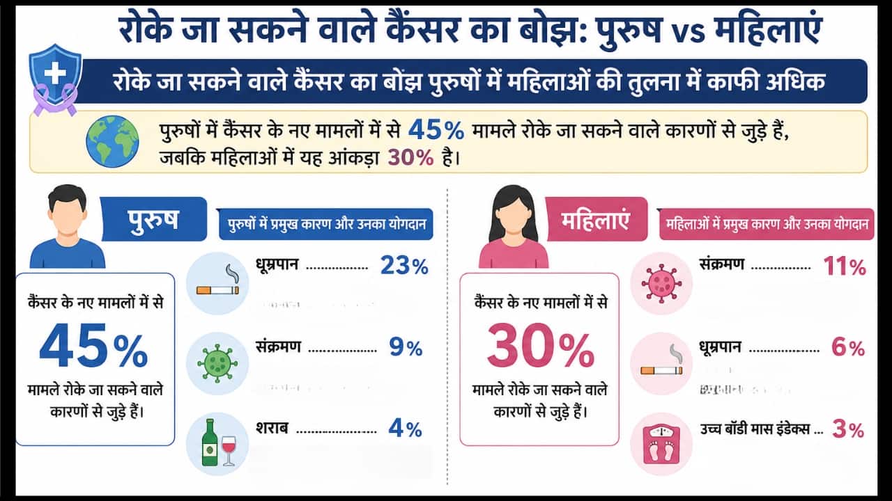 महिलाओं और पुरुषों में कैंसर के आंकड़े